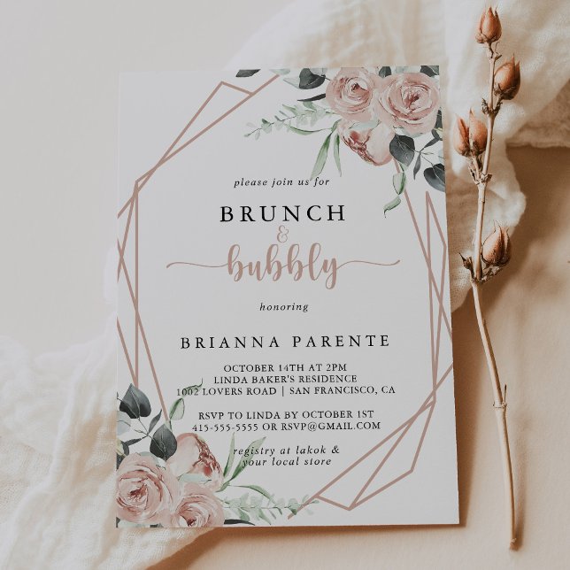 Invitación Brunch geométrico Rosa y ducha bucal (Subido por el creador)