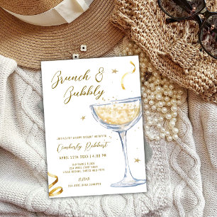 Invitación Brunch Gold Elegante Bubbly Champagne Baby Shower