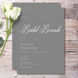 Invitación Brunch Gris y Bridal Blanco Clásico Mínimo