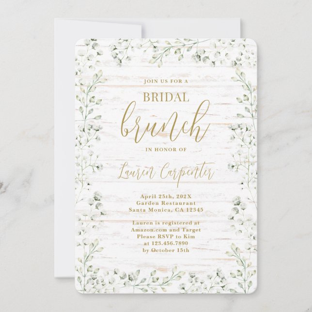 Invitación Brunch Gypsophila Bridal Shower (Anverso)