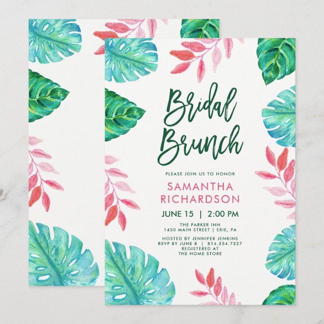 Invitación Brunch marital tropical de moda (Anverso / Reverso)