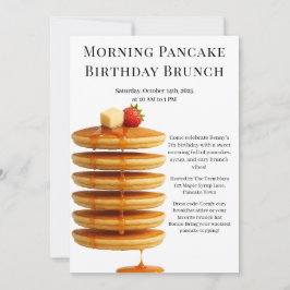Invitación Brunch matutino de cumpleaños de Pancake | Cozy We
