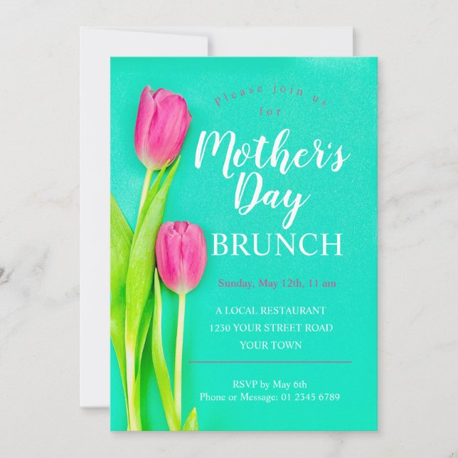 Invitación Brunch matutino Tulip Floral (Anverso)