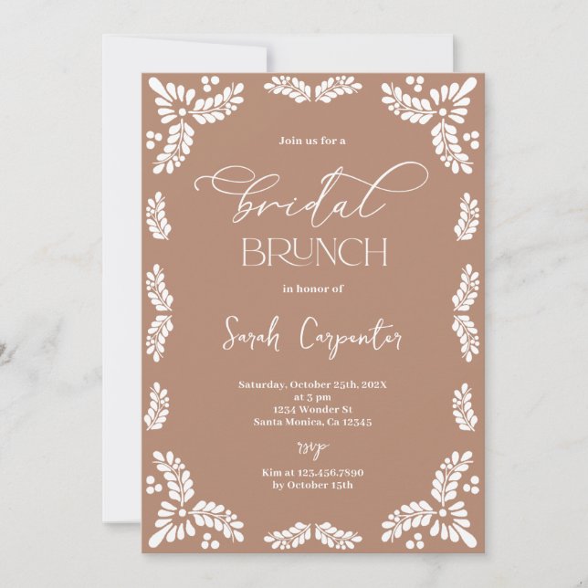 Invitación Brunch mexicano Talavera Bridal Shower (Anverso)