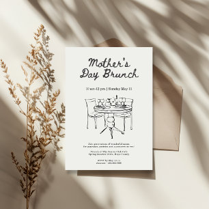 Invitación Brunch minimalista de Día de la Madre en negro y b