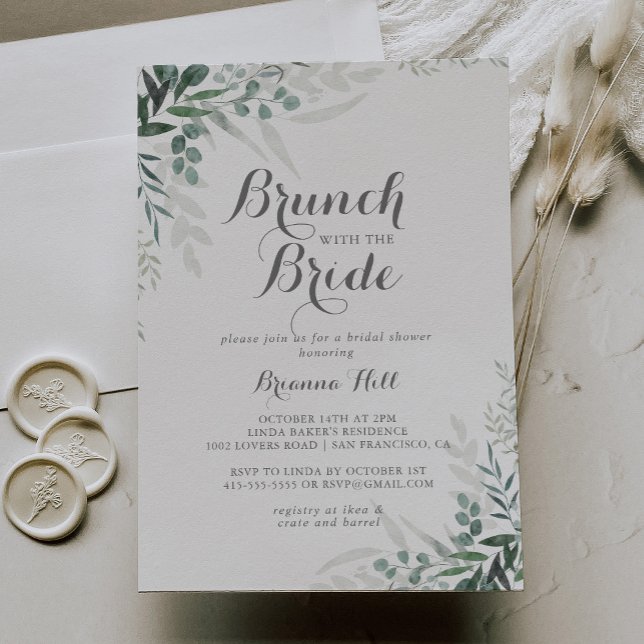 Invitación Brunch minimalista de eucalipto con ducha de novia (Subido por el creador)
