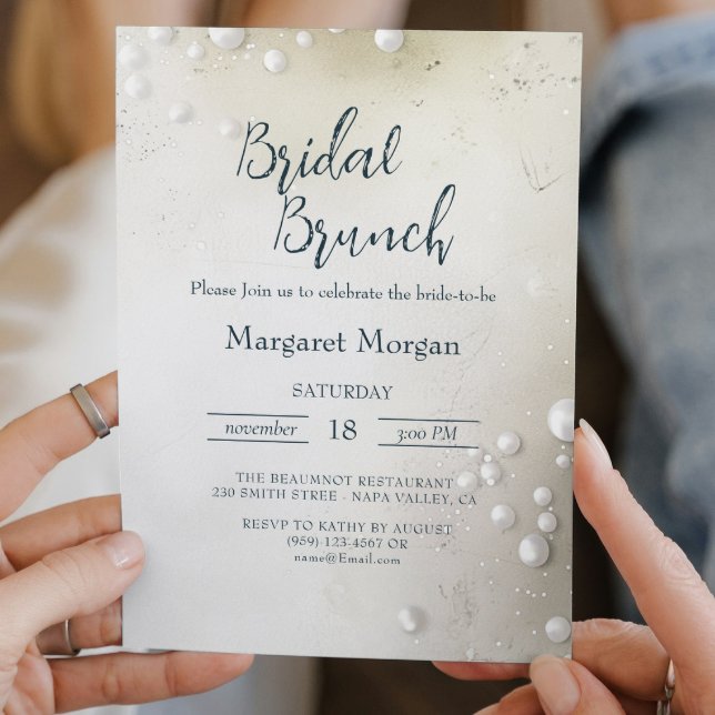 Invitación Brunch Minimalista de Novias de Perlas Blancas (Subido por el creador)