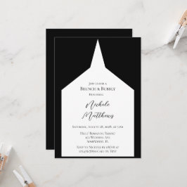 Invitación Brunch Minimalista elegante negro y blanco y burbu