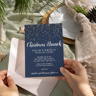 Invitación Brunch minimalista moderno Navidades azules