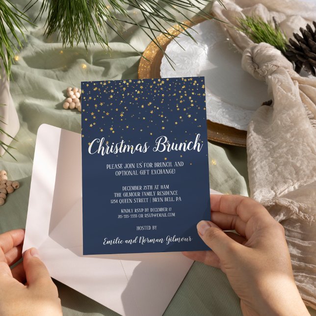Invitación Brunch minimalista moderno|Navidades azules (Subido por el creador)