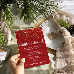 Invitación Brunch minimalista moderno Navidades rojos