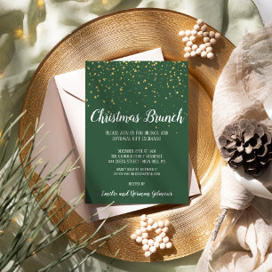Invitación Brunch minimalista moderno Navidades verdes