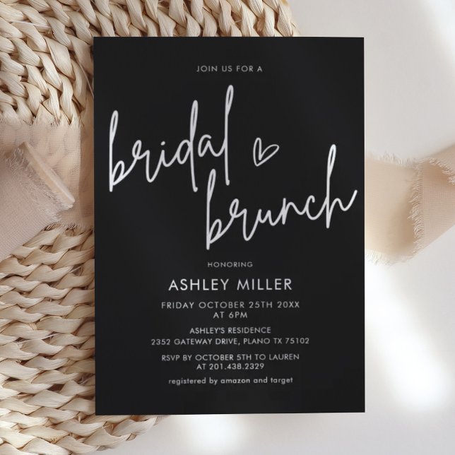 Invitación Brunch minimalista negro de novias (Subido por el creador)