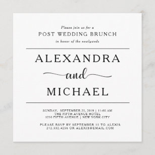 Invitación Brunch minimalista simple de la boda del poste de