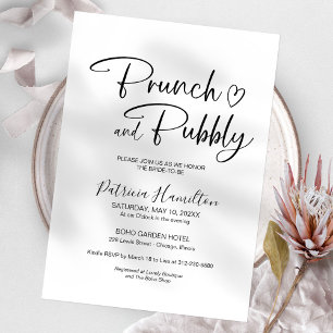 Invitación Brunch Minimalista Y Bridal Shower Burbujeante