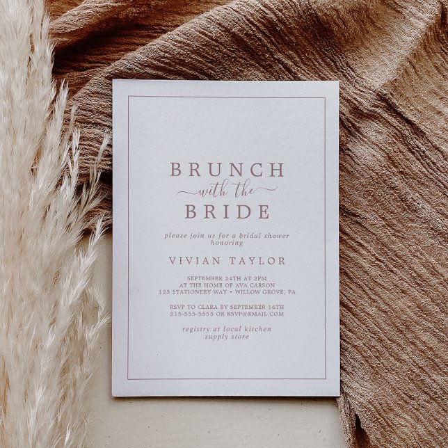 Invitación Brunch mínimo de oro Rosa con ducha de novia (Subido por el creador)