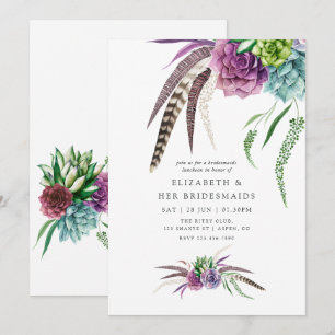 Invitación Brunch Místico Boho de Damas de Honor con Suculent