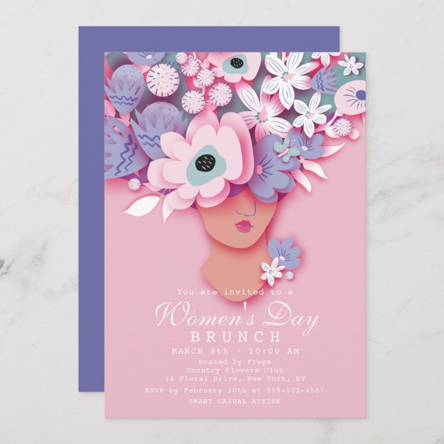 Invitación Brunch moderno de brunch de mujeres (Anverso / Reverso)