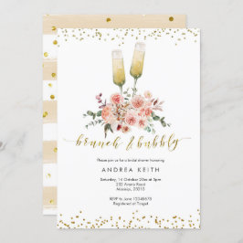 Invitación Brunch moderno y dorado y ducha con burbujas de no