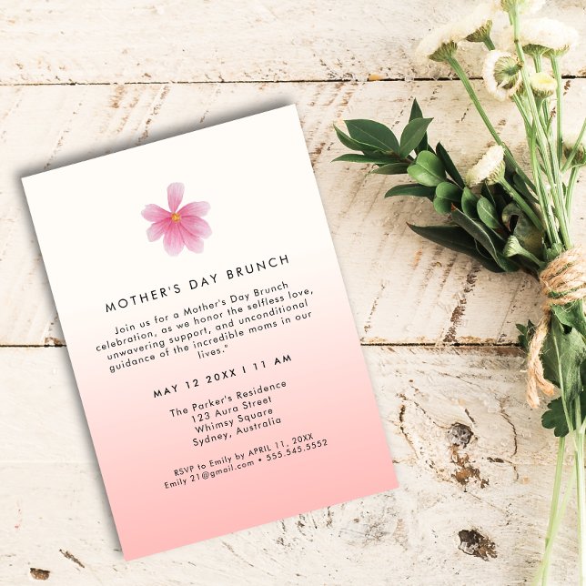 Invitación BRUNCH moderno y elegante del día de la madre flor (Subido por el creador)