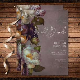 Invitación Brunch moraleja floral oscuro de borgoña y crema
