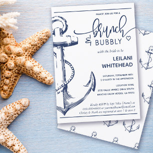 Invitación Brunch naumático Bubbly Bridal Shower White
