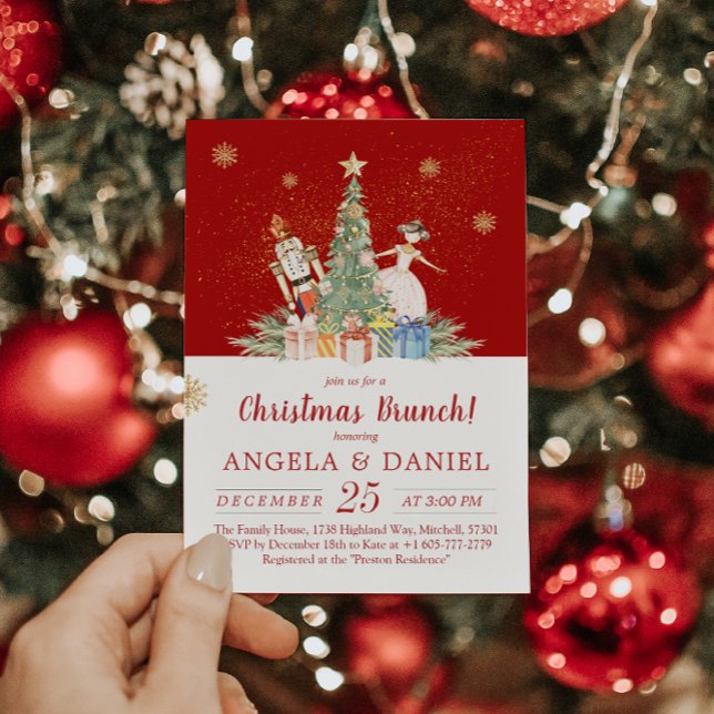Invitación Brunch Navidades de acuarela de Nutcracker (Nutcracker Watercolor Christmas Brunch Invitation!)