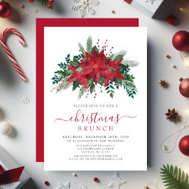 Invitación Brunch Navidades florales de la elegante poinsetti
