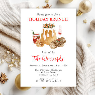 Invitación Brunch Navideño de Pudín de Navidad y Tronco de Na
