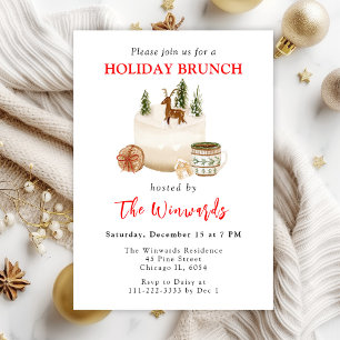 Invitación Brunch Navideño de Torta de Navidad y Galletas