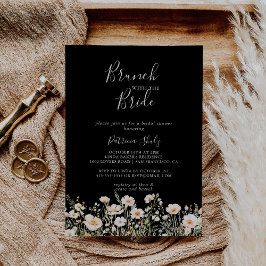 Invitación Brunch negro de flores silvestres con ducha de nov