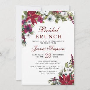 Invitación Brunch nodal de Navidades florales de Poinsettia R