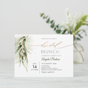 Invitación Brunch Nodal de PixDezines Green Gold Eucalyptus