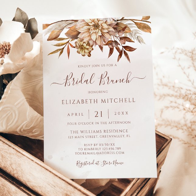 Invitación Brunch Nodal Foliage Floral Boho Fall (Subido por el creador)
