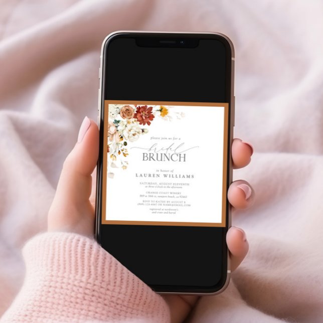 Invitación Brunch nupcial botánico Naranja de óxido (Subido por el creador)