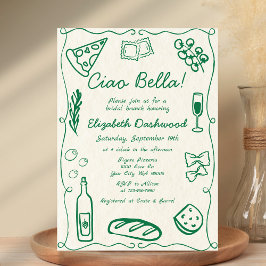 Invitación Brunch nupcial castrense italiano de mano dibujada