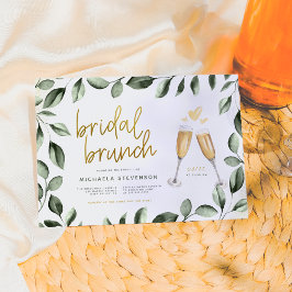 Invitación Brunch nupcial Champagne y Eucalyptus Bridal Showe