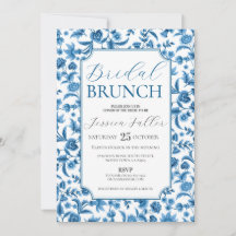Brunch nupcial Chintz Ditsy Floral Azul y Blanca