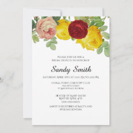 Invitación Brunch nupcial con flores de rosas bonitas