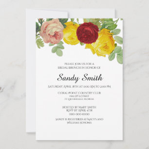Invitación Brunch nupcial con flores de rosas bonitas