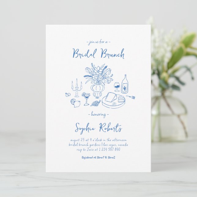 Invitación Brunch Nupcial con Letra a Mano Caprichosa (Anverso de pie)