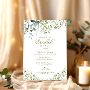 Invitación Brunch Nupcial con Verde de Eucalipto en Acuarela