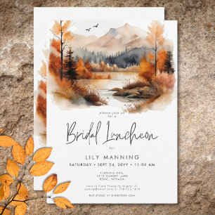 Invitación Brunch Nupcial de Acuarela de Agua de Montaña de O