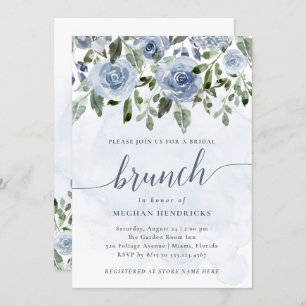 Invitación Brunch nupcial de color azul Bonito