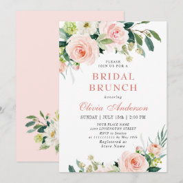 Invitación Brunch nupcial de color de las flores rosadas de R