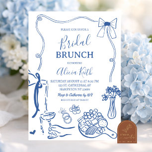 Invitación Brunch Nupcial de Ilustración Dibujada a Mano