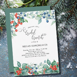 Invitación Brunch nupcial de invierno Berries Holly Watercolo
