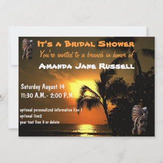 Invitación Brunch nupcial de la ducha de Tiki de la palmera