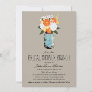 Invitación Brunch nupcial de la ducha del tarro de albañil de