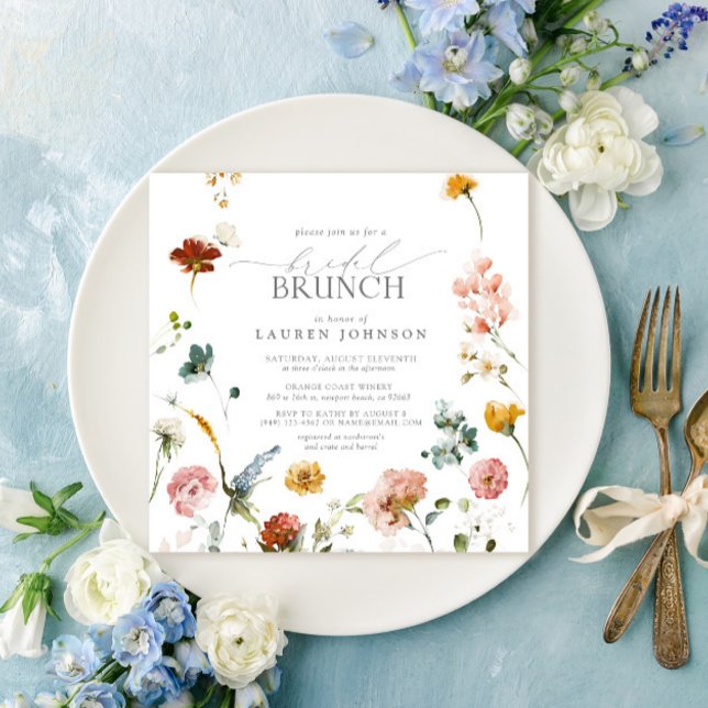 Invitación Brunch nupcial de las flores del jardín (Easily personalize this garden floral bridal brunch invitation for the perfect celebration!)